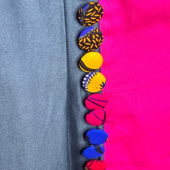 Guy Laroche Paris Dress Size M/L Color Block Novelty Buttons 90s‎ Y2K Vintage - Picture 6 of 12